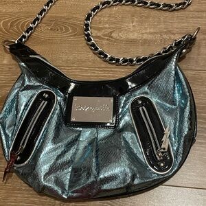 Betsey Johnson metallic snakeskin crossbody bag